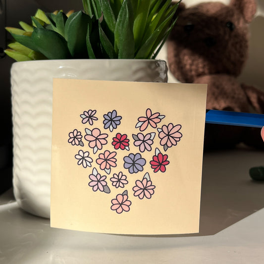 floral heart sticker